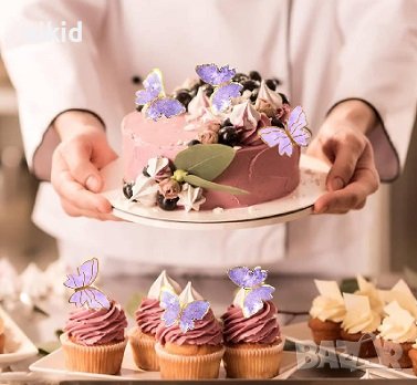 10 бр картонени пеперуди украса декор за торта мъфини кексчета, снимка 5 - Други - 44247394