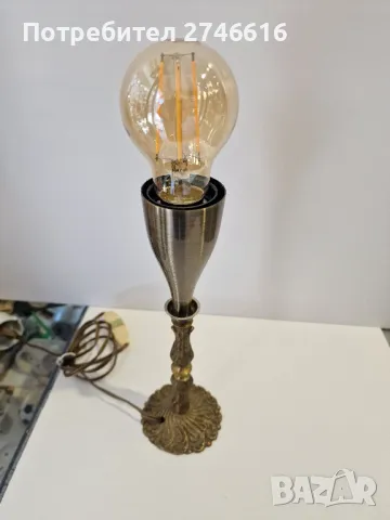 Бронзова настолна лампа ретро, снимка 4 - Настолни лампи - 49585998