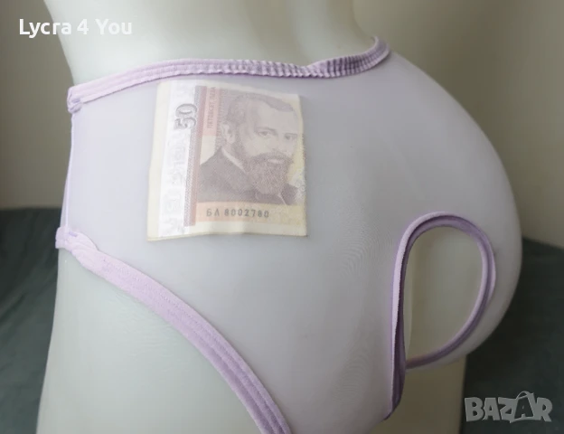 S прозрачни светлолилави бикини с интимен отвор, снимка 6 - Бельо - 51098482