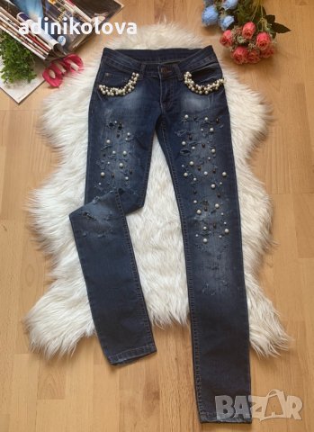 Дънки с перли, снимка 1