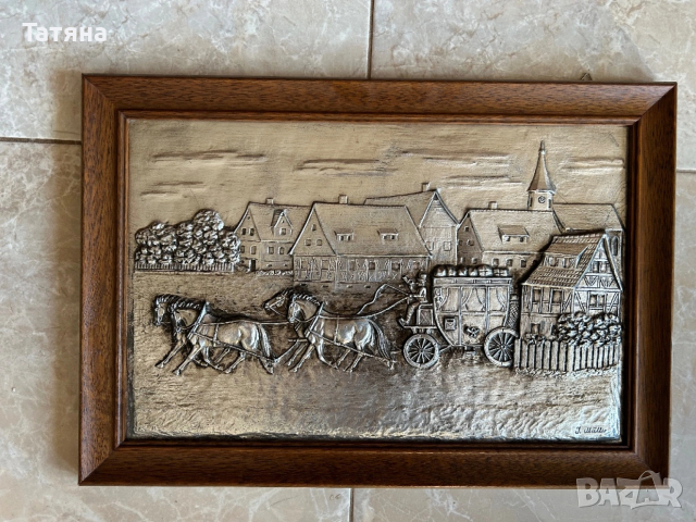 Картина от метал с дървена рамка 