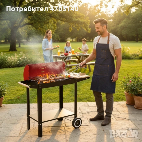 Градинско барбекю на колела, емайлирана стомана, 4 степени + Подарък 3 прибора, снимка 10 - Барбекюта - 53329688