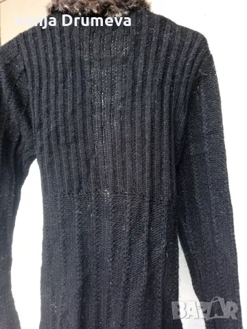  дълга елегантна жилетка с кожена апликация , снимка 3 - Жилетки - 47623707