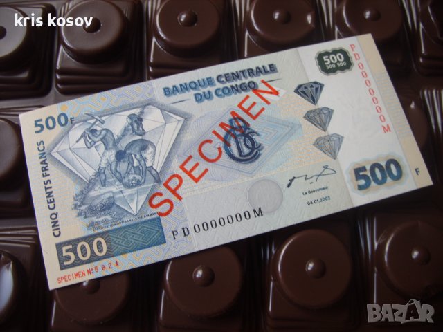 500 франка КОНГО ДР (КИНШАСА) - 2002  SPECIMEN UNC