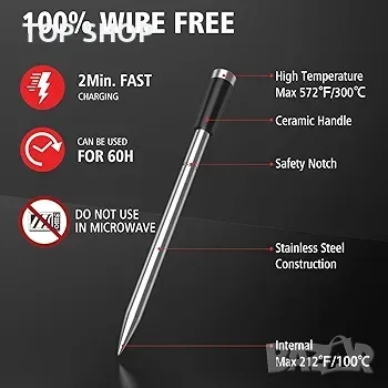 BFOUR Безжичен термометър за месо с 2 сонди за месо, Интелигентен безжичен Bluetooth, снимка 7 - Друга електроника - 48735290