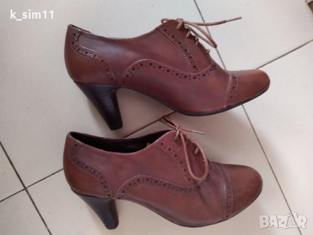 Clarks кафяви кожени обувки с ток UK 4, №37 , снимка 6 - Дамски обувки на ток - 38550684