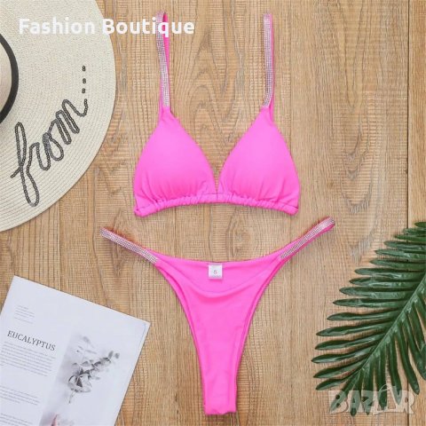 Бански с камъни в розово, снимка 3 - Бански костюми - 31644989