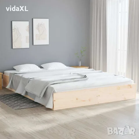 vidaXL Рамка за легло без матрак, масивна дървесина, 140x200 см, снимка 2 - Спални и легла - 56147936