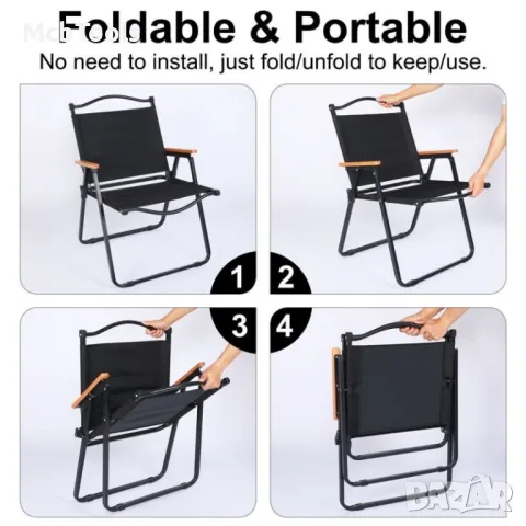 Къмпинг стол сгъваем от плат – Черен, снимка 7 - Къмпинг мебели - 47782845