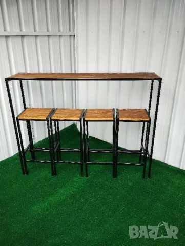 Бар столове и бар маса от дърво и метал за заведения и дома масив ръчна изработка , снимка 8 - Столове - 48221328