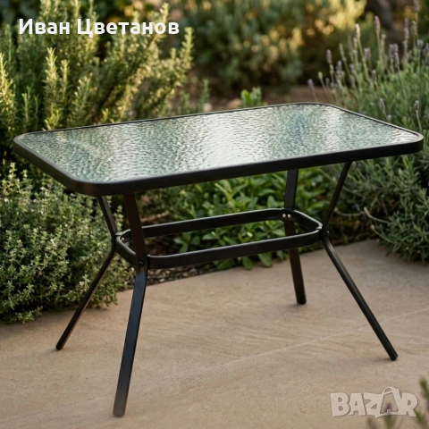 Елегантна правоъгълна маса – стъклен плот, модерен и устойчив дизайн