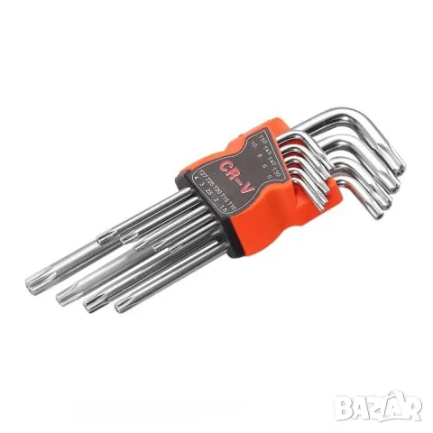 Комплект 9 средни Г-образни TORX ключа с отвор, снимка 2 - Аксесоари и консумативи - 55866977