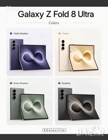 256•SAMSUNG GALAXY Z Fold 8 Ultra *НОВИ*BLACK/Graphite/Violet / 256*ЛИЗИНГ TBI самсунг з фолд 8 ултр, снимка 4 - Samsung - 55843408