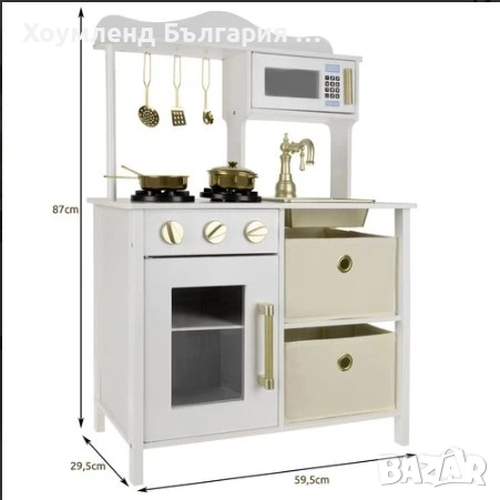Качествена интерактивна дървена детска кухня, снимка 4 - Образователни игри - 54331793
