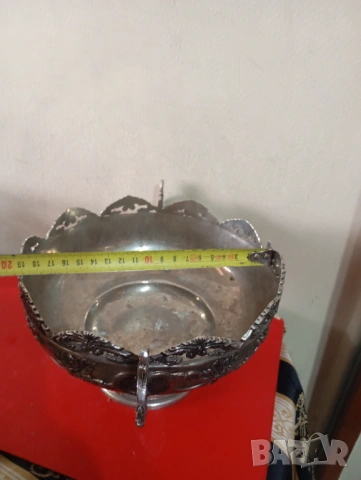Посребрена купа,фруктиера в стил арт деко, снимка 3 - Антикварни и старинни предмети - 53900905