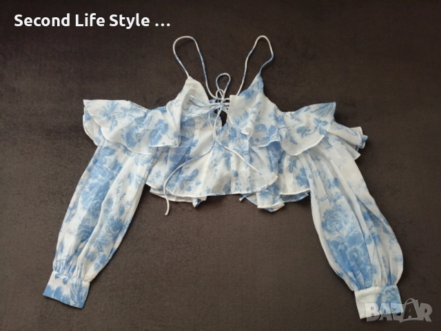 ASOS дамска риза/блуза с волани р-р L, снимка 5 - Корсети, бюстиета, топове - 52908264