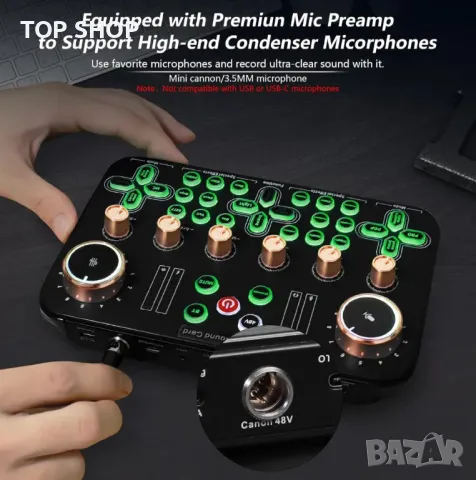 Подкаст микрофонен комплект, кондензаторен микрофон k600 XLR kомплект със звукова карта на живо, снимка 5 - Микрофони - 48933428