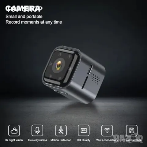 Нова Мини шпионска камера 4K HD с нощно виждане и движение за охрана, снимка 6 - IP камери - 49309330