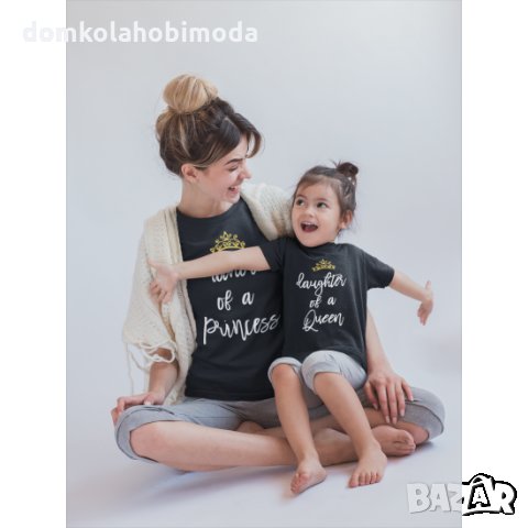 Комплект Дамска и Детска тениска или Боди Princess,2 броя,Пълноцветна щампа, Не се бели, снимка 2 - Тениски - 31619152