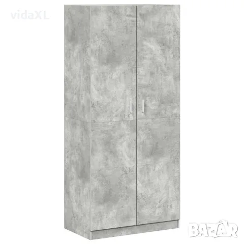 vidaXL Гардероб, бетонно сив, 90x52x200 см, инженерно дърво