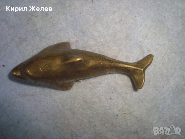 СИМПАТИЧНА СТАРА БРОНЗОВА ФИГУРКА ДЕЛФИН с ПОЗЛАТА МАЙСТОРСКА ХУДОЖЕСТВЕНА ИЗРАБОТКА 25432, снимка 7 - Колекции - 38108248