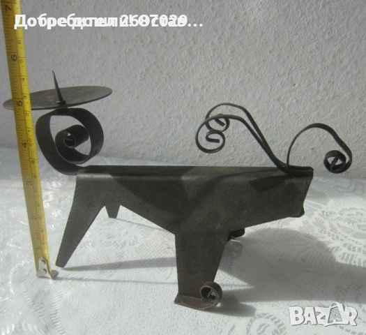 Свещници: Свещник  Щраус 30 см Статуетка от старо желязо, снимка 10 - Статуетки - 31622777