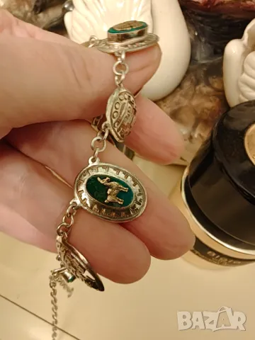 Огърлица Мексико,ръчна изработка,злато сребро и малахит, снимка 8 - Колиета, медальони, синджири - 47916601