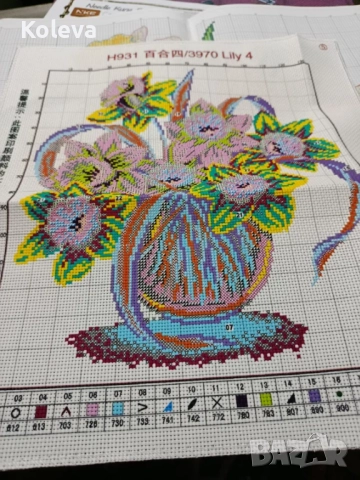 Нов комплект за бродиране - ваза с лилии , снимка 5 - Гоблени - 52908253