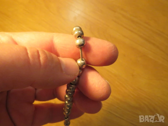 Старинна османска сребърна  броеница  молитвена броеница с 33 мъниста сребро турска броеница, снимка 2 - Антикварни и старинни предмети - 50678233