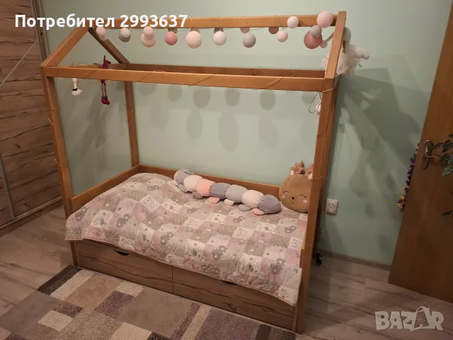 Детско легло къща с матрак тип монтесори, снимка 3 - Мебели за детската стая - 56403945