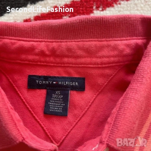 Дамска поло тениска розова с лого Tommy Hilfiger размер XS, снимка 2 - Тениски - 53119000