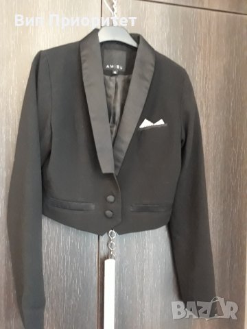 Много елегантно черно късо сако AMISU , дълъг ръкав, класически модел , до кръста, снимка 5 - Сака - 37418181