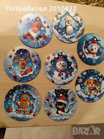 Коледни подложки за чаши, 8 броя. Нови, в опаковка. 8 лв., снимка 4 - Декорация за дома - 48487033