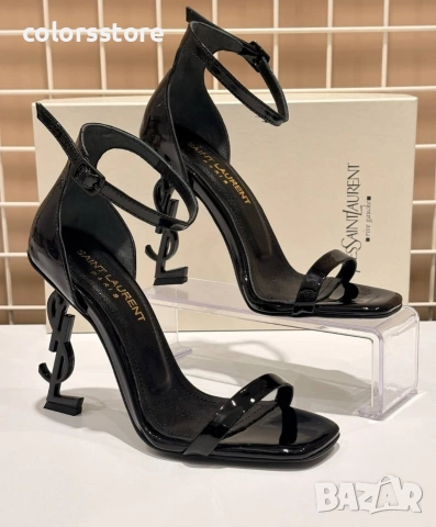 Сандали на ток - черен лак с черен ток - S-Y1L

