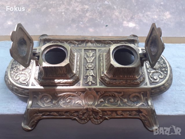 Страхотна стара бронзова барокова мастилница - Антика, снимка 4 - Антикварни и старинни предмети - 37714659