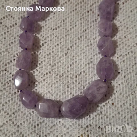 Колие от едри естествени камъни-аметист, снимка 2 - Колиета, медальони, синджири - 48418677