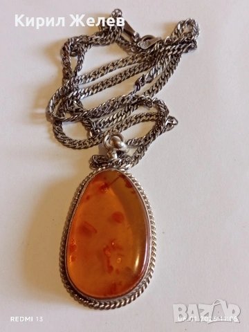 Антикварно винтидж бижу сребро с БАЛТИЙСКИ КЕХЛИБАР ювелирна изработка 30668, снимка 8 - Антикварни и старинни предмети - 53003994