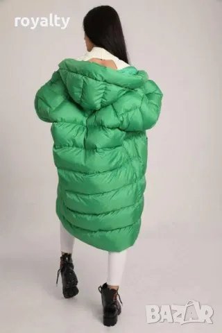 Зелено дамско дълго зимно яке 