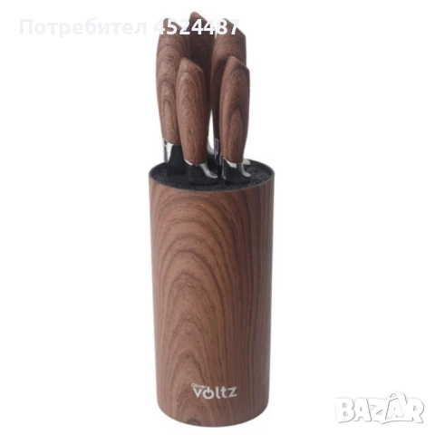 Комплект ножове Voltz с мраморно покритие и стойка , снимка 6 - Прибори за хранене, готвене и сервиране - 52544385