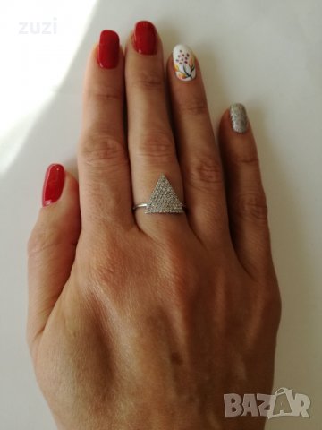 Сребърен пръстен с бели цирконий. Сребро проба 925., снимка 4 - Пръстени - 38767771