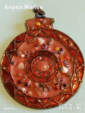 Красив медальон с кристали ADAYA емайл АРТ БИЖУ 18857, снимка 4 - Колиета, медальони, синджири - 52548437