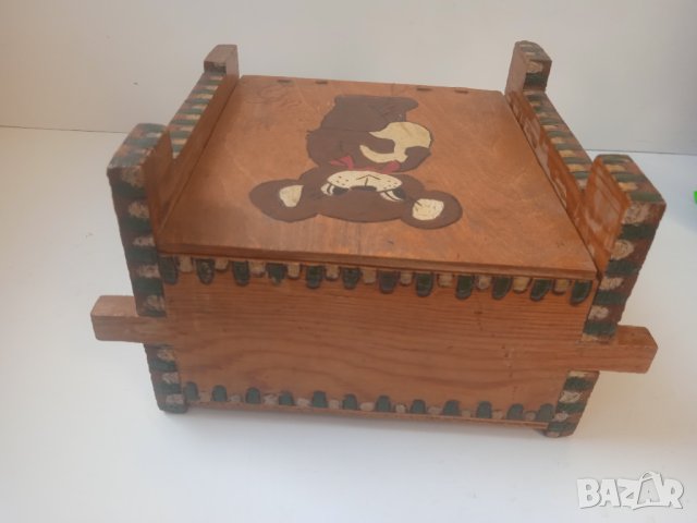 Стара дървена ръчно рисувана кутия, снимка 7 - Колекции - 42924972