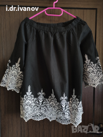 ZARA черна риза с рязана дантела, снимка 2 - Ризи - 44679928