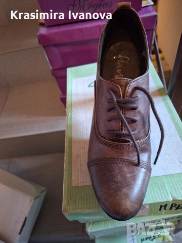 нови обувки естествена кожа цвят кафе , снимка 5 - Дамски ежедневни обувки - 54209376