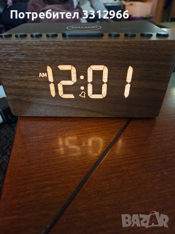 ANJANK Дървен дигитален LED будилник с FM радио, бързо безжично зарядно за iPhone/Samsung Galaxy, снимка 4 - Друга електроника - 54180435