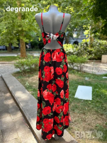 Дълга рокля с ефектен гръб Червена и Жълта, снимка 6 - Рокли - 51099510