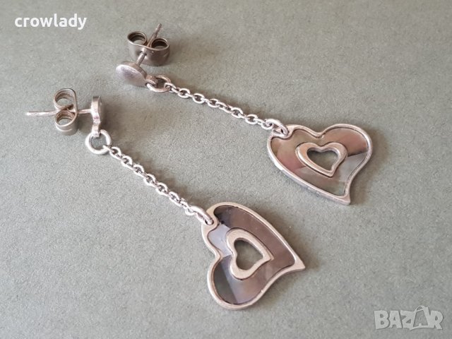 Сребърни обеци седеф - интересни модерни ръчна стилна изработка