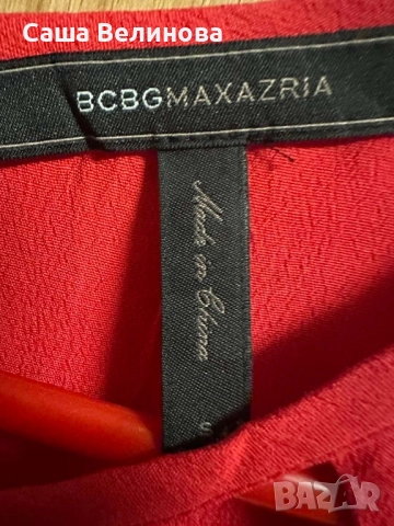 Ефектна червена копринена рокля-блузон, снимка 3 - Рокли - 51986494