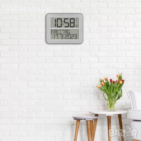 Дигитален стенен часовник с радиоуправление за възрастни с ден от седмицата и дата   , снимка 3 - Друга електроника - 52835233