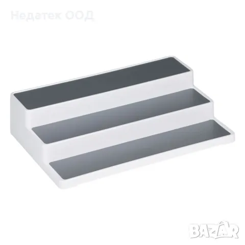 Поставка за подправки, 3 нива, Пластмасова, Бяло/ сиво, 36,5x24x8,5 см, снимка 4 - Аксесоари за кухня - 47373720